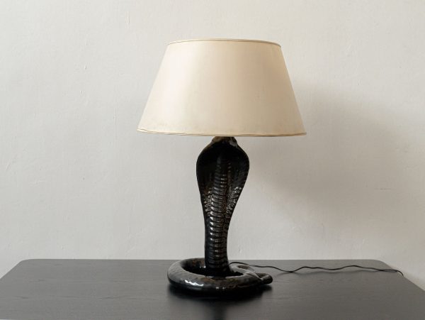 Tommaso Barbi Cobra Ceramic Table Lamp | Vintage 1970s Italian Design