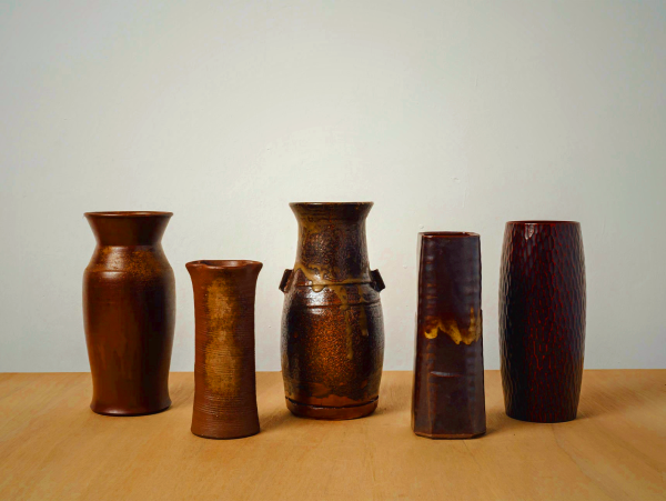 Vintage Ikebana Vases Set of 5 - Japanese Ceramic Floral Containers