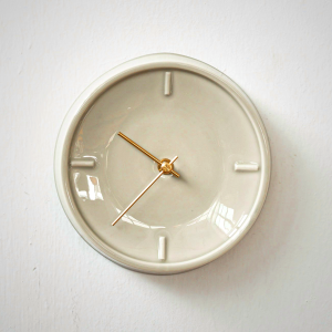 Sugy Japanese Pale Grey Ceramic Wall Clock - Handcrafted Pottery Design