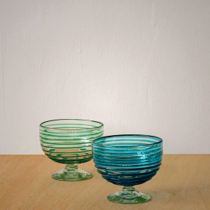 Vintage Mexican Hand-Blown Glass Bowls - Eco-Friendly & Lead-Free