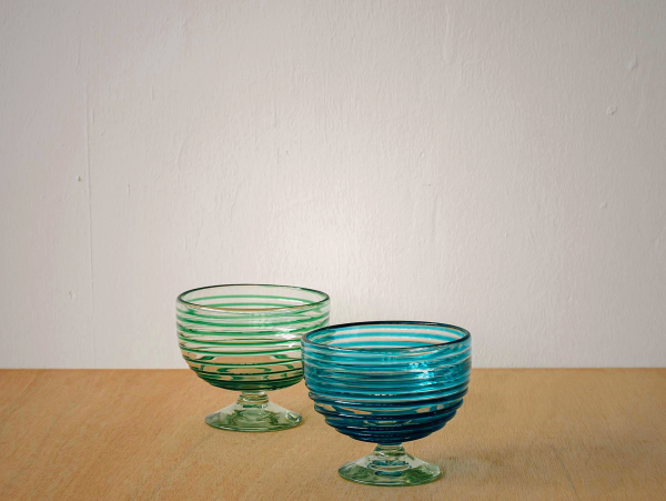 Vintage Mexican Hand-Blown Glass Bowls - Eco-Friendly & Lead-Free