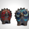 Vintage Tonala Ceramic Owl - Blue & Red