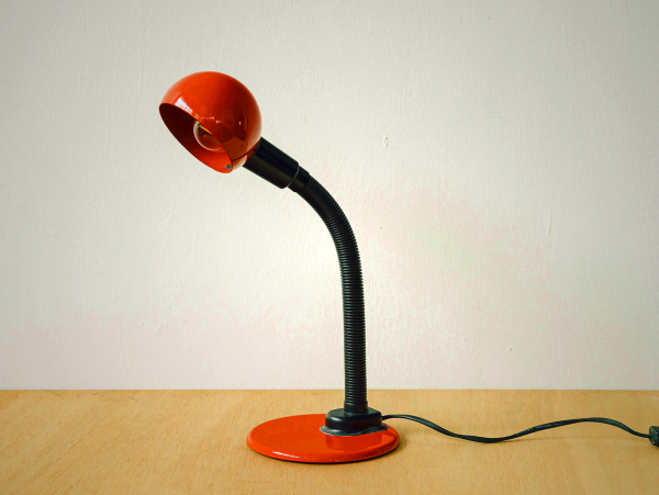 Vintage Red Gooseneck Space Age Lamp for Desk Lighting