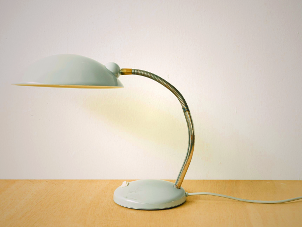 Vintage Gooseneck Table Lamp Light Grey