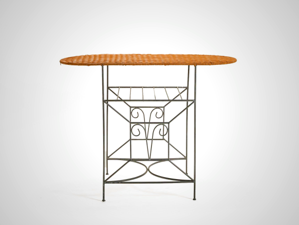 Antique Iron Frame Rattan Credenza Table by Aa Furniture