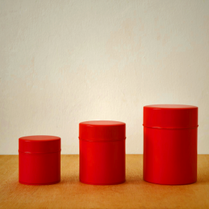 Kato Tin Cans Poinsettia Design - Airtight Storage for Tea & Snacks